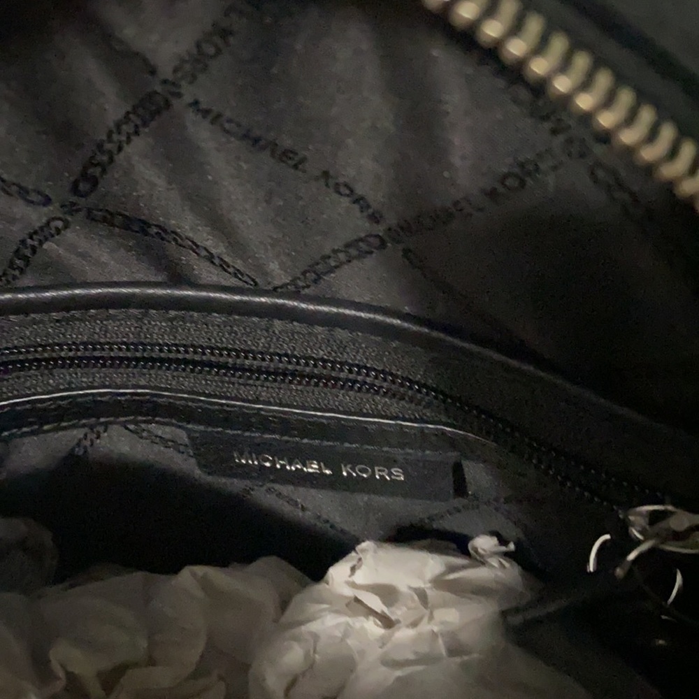 micheal kors black Leather backpack